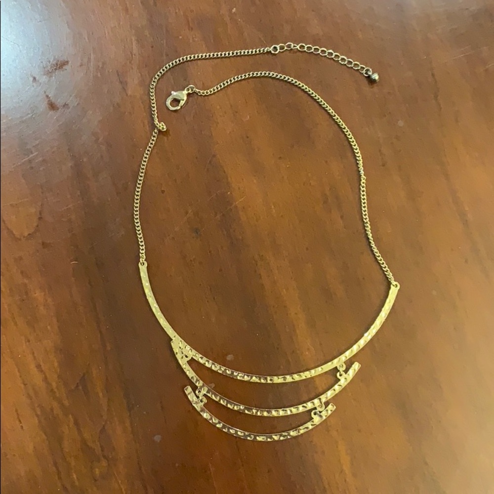***** Hammered faux gold statement necklace
